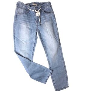 Ashley Mason Drawstring Lace-Up Jean Sz 11 Jrs 30” Waist High Rise Casual Loose
